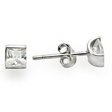 Load image into Gallery viewer, Silver Studs 925 Sterling Princess Cut Earrings Rhodium Women AAA - CZ (5 mm)