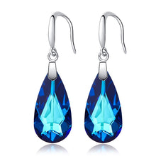 Load image into Gallery viewer, Silver 925 Drop Earrings Made with Blue Topaz Crystals From SWAROVSKI(R)