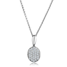 Load image into Gallery viewer, 925 Sterling Silver Chain Oval Pave Pendant Rhodium Women AAA Grade CZ Clear