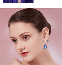 Load image into Gallery viewer, Silver 925 Drop Earrings Made with Blue Topaz Crystals From SWAROVSKI(R)