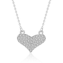 Load image into Gallery viewer, 925 Sterling Silver Heart Necklace Rhodium CZ