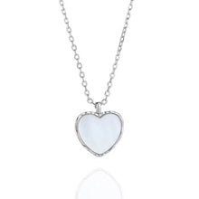 Load image into Gallery viewer, 925 Sterling Silver Heart Necklace Rhodium Mother of pearl