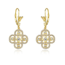 Load image into Gallery viewer, Silver 925 Yellow-Leaf Earrings Made with AAA-Zircon Round stones