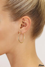 Load image into Gallery viewer, 10K YELLOW GOLD CLASSIC SHINY POLISHED ROUND HOOP EARRINGS, 2mm TUBE Size 35mm