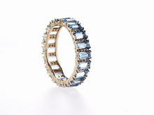 Load image into Gallery viewer, BLUE TOPAZ EMERALD CUT ETERNITY RING 14K Gold