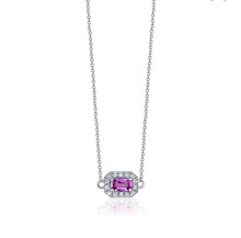 Load image into Gallery viewer, PINK SAPPHIRE HALO DIAMOND NECKLACE (0.30CTW) 14K Gold