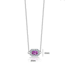 Load image into Gallery viewer, PINK SAPPHIRE HALO DIAMOND NECKLACE (0.30CTW) 14K Gold