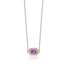 Load image into Gallery viewer, PINK SAPPHIRE HALO DIAMOND NECKLACE (0.30CTW) 14K Gold
