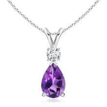 Load image into Gallery viewer, Amethyst Pear shaped Pendant And Diamond (0.15ctw.)