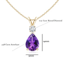 Load image into Gallery viewer, Amethyst Pear shaped Pendant And Diamond (0.15ctw.)