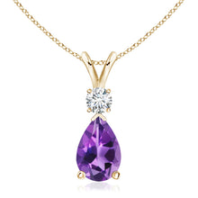 Load image into Gallery viewer, Amethyst Pear shaped Pendant And Diamond (0.15ctw.)