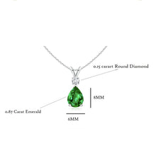 Load image into Gallery viewer, Emerald Pear shaped Pendant And Diamond (0.15ctw.)
