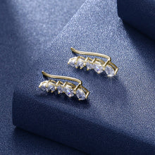 Load image into Gallery viewer, 925 Sterling Silver Crawler Earrings Rhodium Women AAA Grade CZ Clear
