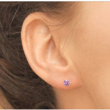 Load image into Gallery viewer, 925 Sterling Silver 6mm studs Round Earrings Made with AAA-Zirconium-Rose