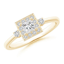 Load image into Gallery viewer, Princess-Cut Diamond Halo Engagement Ring