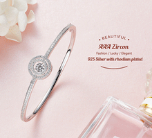 Load image into Gallery viewer, 925 Silver Bangle Clover leaf Pave with AAA-Zircon Made with "Crossfor Component"-Dancing Stones