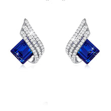 Load image into Gallery viewer, 925 Sterling Silver Earrings Made with Crystal From Swarovski(R) Sapphire