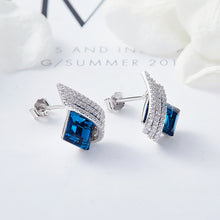Load image into Gallery viewer, 925 Sterling Silver Earrings Made with Crystal From Swarovski(R) Sapphire