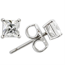 Load image into Gallery viewer, Silver Studs 925 Sterling Earrings Rhodium Women AAA Grade CZ Clear (5mm)
