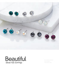 Load image into Gallery viewer, Silver Studs 6 mm Made with Amethyst Crystals From SWAROVSKI(R)-Amethyst
