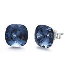 Load image into Gallery viewer, Silver Studs 10 mm Made with Sapphire Crystals From SWAROVSKI(R) Crystal
