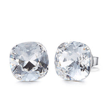 Load image into Gallery viewer, Silver Studs 10 mm Made with Clear Crystals From SWAROVSKI(R) Crystal
