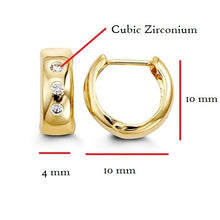 Load image into Gallery viewer, Huggie Earrings in 10kt Yellow Gold Cubic Zirconium
