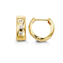 Load image into Gallery viewer, Huggie Earrings in 10kt Yellow Gold Cubic Zirconium
