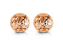 Load image into Gallery viewer, 10K ROSE GOLD CLASSIC BALL STUD Diamond Cut EARRINGS, ALL SIZES

