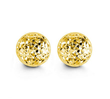 Load image into Gallery viewer, 10K YELLOW GOLD CLASSIC BALL STUD Diamond Cut EARRINGS, ALL SIZES
