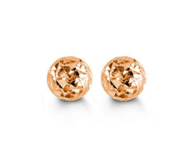 Load image into Gallery viewer, 10K ROSE GOLD CLASSIC BALL STUD Diamond Cut EARRINGS, ALL SIZES
