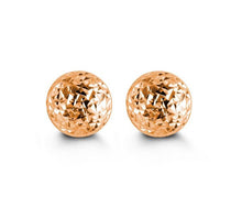 Load image into Gallery viewer, 10K ROSE GOLD CLASSIC BALL STUD Diamond Cut EARRINGS, ALL SIZES
