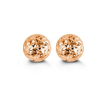 Load image into Gallery viewer, 10K ROSE GOLD CLASSIC BALL STUD Diamond Cut EARRINGS, ALL SIZES
