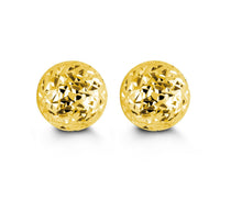 Load image into Gallery viewer, 10K YELLOW GOLD CLASSIC BALL STUD Diamond Cut EARRINGS, ALL SIZES
