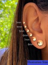 Load image into Gallery viewer, 10K YELLOW GOLD CLASSIC BALL STUD Diamond Cut EARRINGS, ALL SIZES
