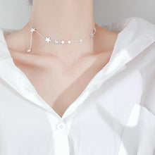 Load image into Gallery viewer, 925 Sterling Silver STARS Necklace Rhodium
