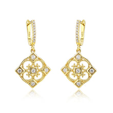 Load image into Gallery viewer, Silver 925 Yellow-Round Earrings Made with AAA-Zircon Round stones
