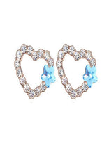 Load image into Gallery viewer, Stainless Steel Heart Earrings Made with Crystal from SWAROVSKI®-Blue Topaz
