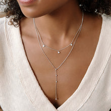 Load image into Gallery viewer, 925 Sterling Silver Dangling Three Stones Bezel setting Necklace
