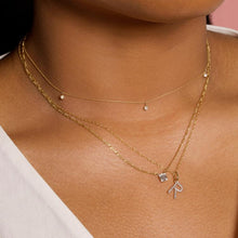 Load image into Gallery viewer, 925 Sterling Silver Dangling Three Stones Bezel setting Necklace in Yellow
