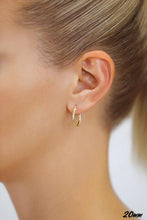 Load image into Gallery viewer, 10K YELLOW GOLD CLASSIC SHINY POLISHED ROUND HOOP EARRINGS, 2mm TUBE Size 20 mm
