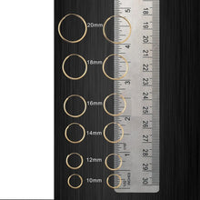 Load image into Gallery viewer, 10K YELLOW GOLD CLASSIC SHINY POLISHED ROUND HOOP EARRINGS, 2mm TUBE Size 20 mm
