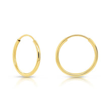 Load image into Gallery viewer, 10K YELLOW GOLD ROUND ENDLESS HOOP EARRINGS, 12 mm
