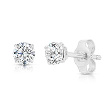 Load image into Gallery viewer, 10K SOLID WHITE GOLD CLASSIC ROUND Cubic Zirconium Stud EARRINGS-8mm-4.00ctw.
