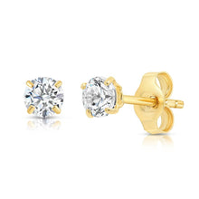 Load image into Gallery viewer, 10K SOLID YELLOW GOLD CLASSIC ROUND Cubic Zirconium Stud EARRINGS-8mm-4ctw.

