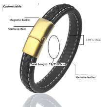 Load image into Gallery viewer, Fancy Stainless steel &amp; Genuine Leather Bracelet
