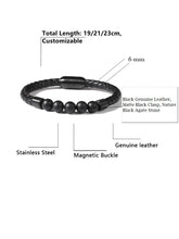 Load image into Gallery viewer, Fancy Stainless steel &amp; Genuine Leather Bracelet
