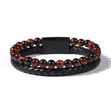 Load image into Gallery viewer, Fancy Stainless steel &amp; Genuine Leather Bracelet
