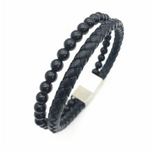 Load image into Gallery viewer, Fancy Stainless steel &amp; Genuine Leather Bracelet
