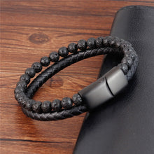Load image into Gallery viewer, Fancy Stainless steel &amp; Genuine Leather Bracelet
